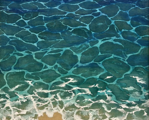 樋口幸ナギーナ「波の花」F100、岩絵具、水干絵具、銀箔、高知麻紙