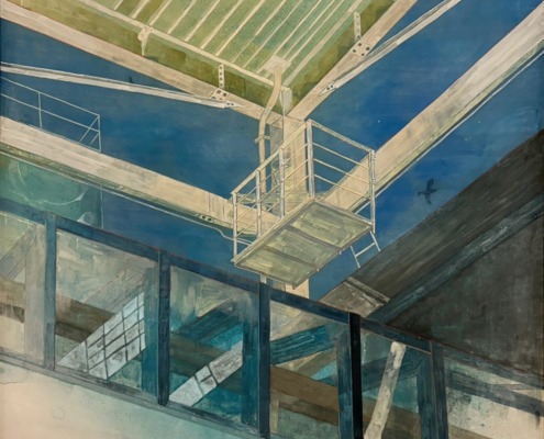 永田育子「吹き抜ける」F100、高知麻紙、水干絵具、岩絵の具